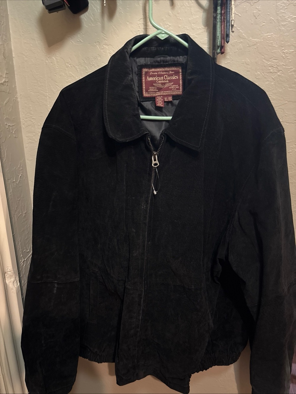 Vintage Colebrook American Classics Leather Jacket Mens XL Black Bomber Genuine